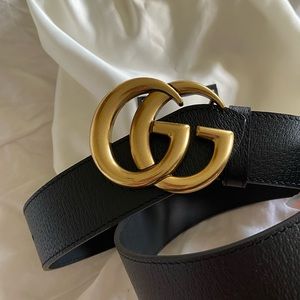 Black Calfskin Leather Gucci Belt